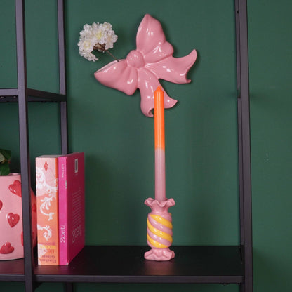 Candlestick - Toffee Candy - Ceramic - Pink/Yellow - 7.5x7.5x13 cm