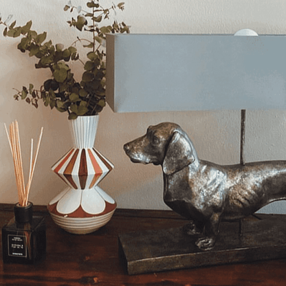 Lampada da tavolo Frank Silver/Grey Dachshund, Poly, 60 x 14 x 48,5 cm