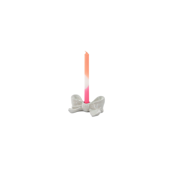 Bougeoir - Nœud - Céramique - Blanc - 18x9x7 cm