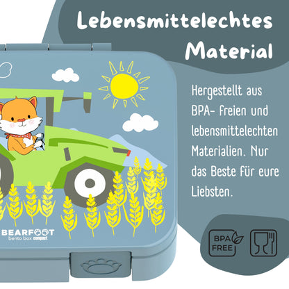 Brotdose mit Fächern, leicht & auslaufsicher - Traktor