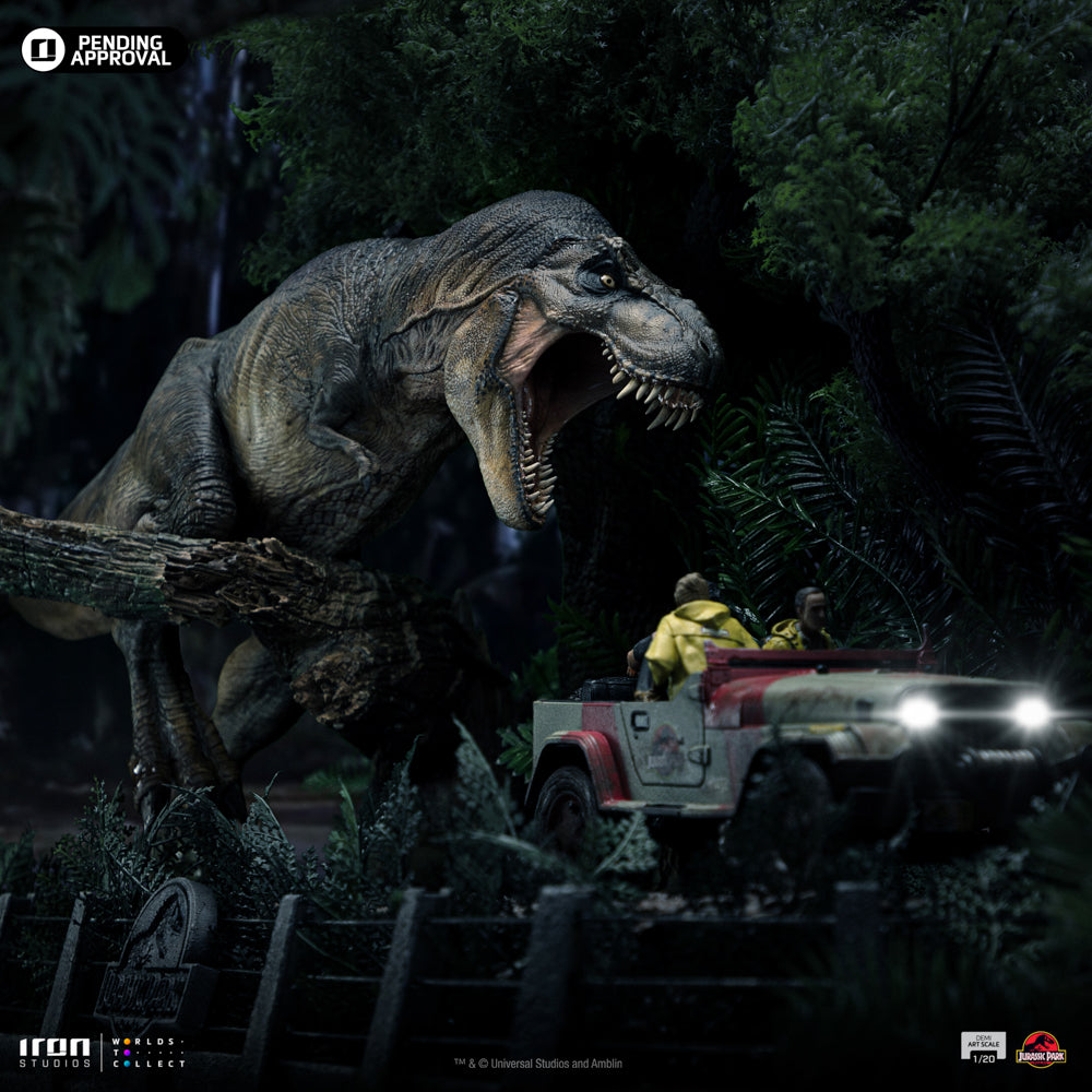 T-Rex Chase Statue - Jurassic Park - Demi Art Scale 1/20 - Iron Studios