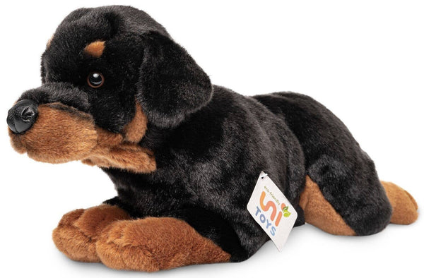 Rottweiler couché - 39 cm (longueur) - doudin/peluche Uni Toys