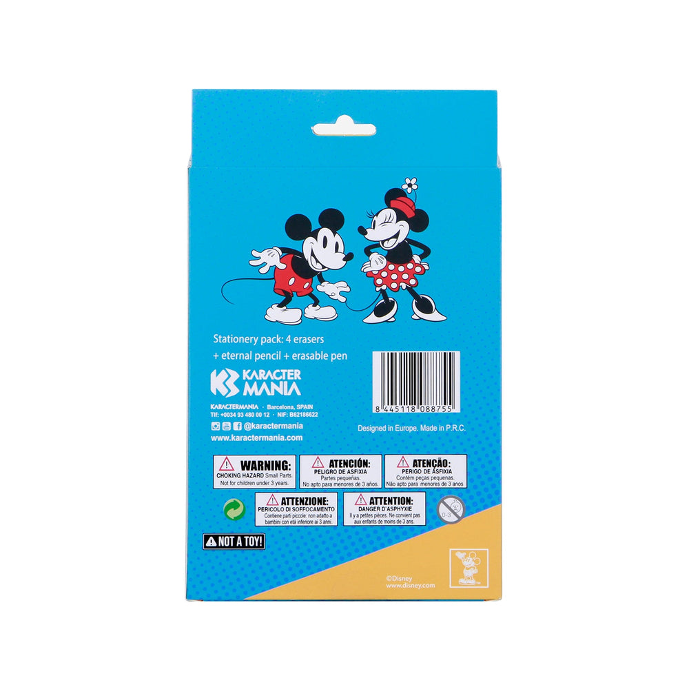 Mix-Set Radierbarer Gelstift + Endlosbleistift + 4 Radiergummis Disney „Mickey und Minnie“