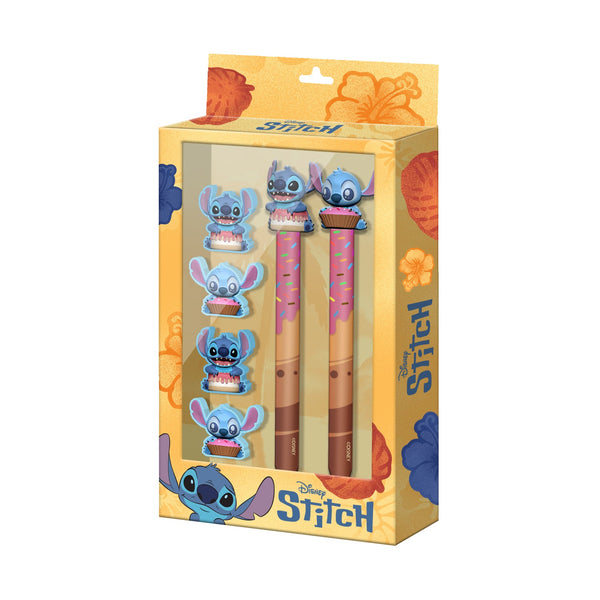 Pack Mix de Stylo Gel Effaçable + Crayon Éternel + 4 Gommes Disney Lilo & Stitch