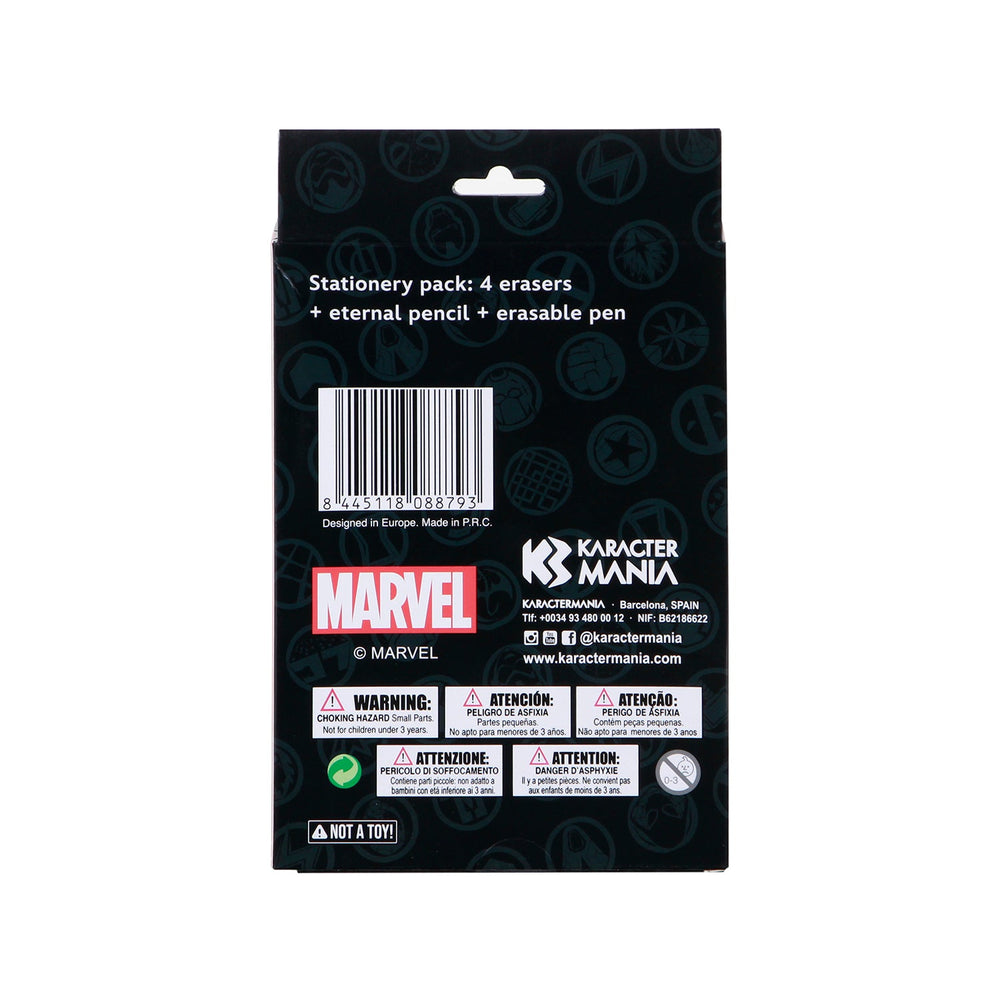 Set Bolígrafo Gel Borrable + Lápiz Eterno + 4 Gomas Marvel Spider-Man « Peter »