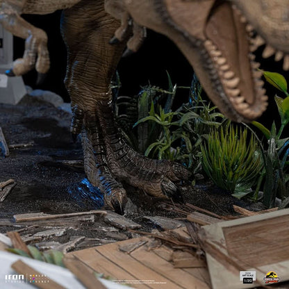 Statue T-Rex Attack Donald Gennaro - Jurassic Park - Demi Scale 1/20