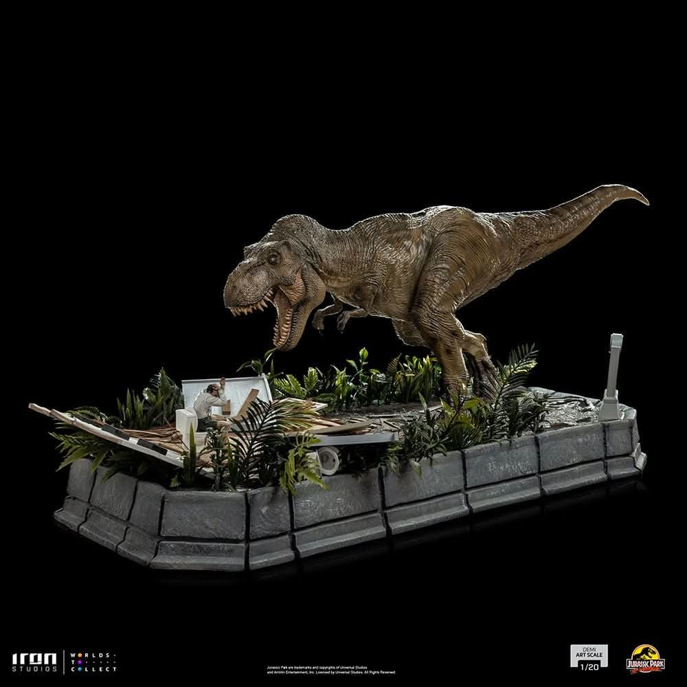 Statue T-Rex Attack Donald Gennaro - Jurassic Park - Demi Scale 1/20