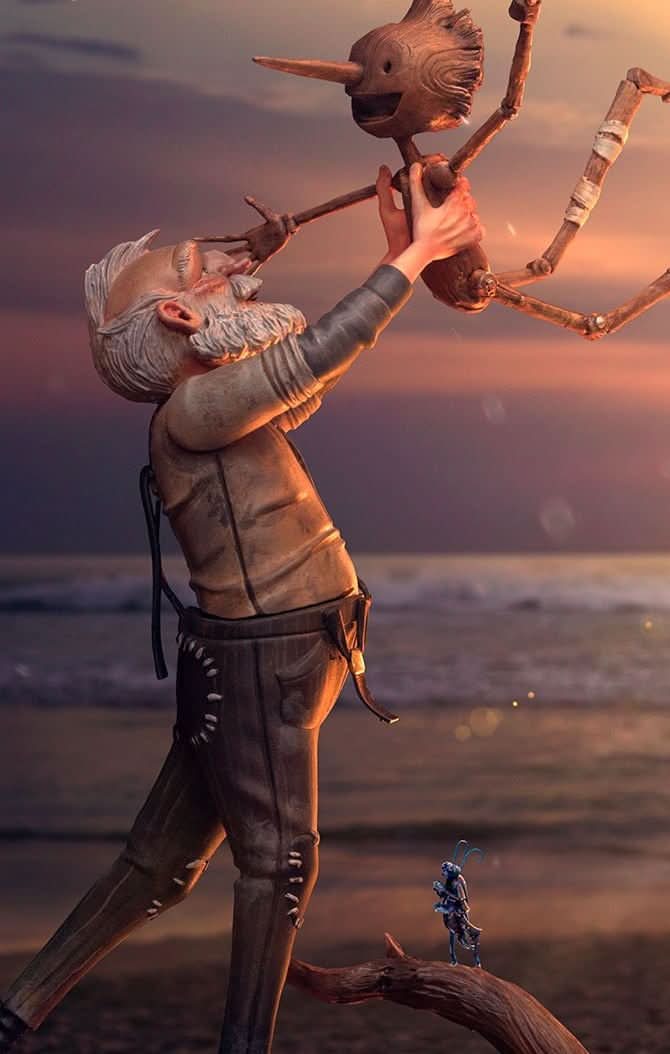 Statue Geppetto & Pinocchio - Pinocchio - Art Scale 1/10