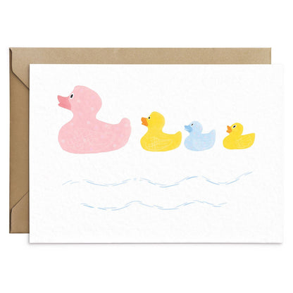 Tarjeta de felicitación de la familia de patos