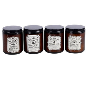 Lot de 4 bougies en pots ambrés d'apothicaire de sorcière