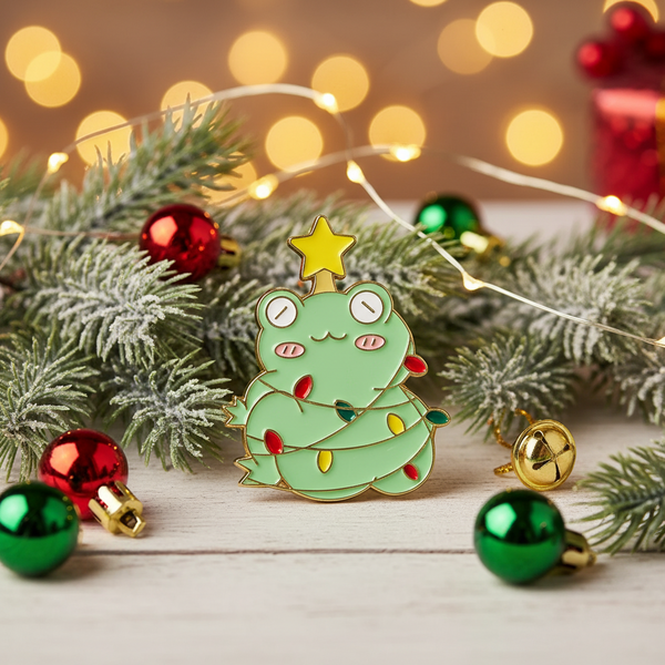 Spilla a forma di rana dell'albero di Natale