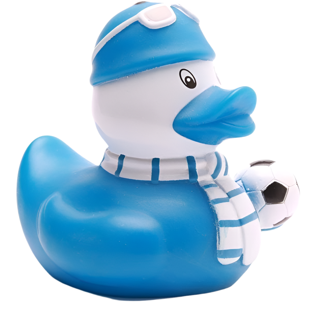 Pato hincha de fútbol azul