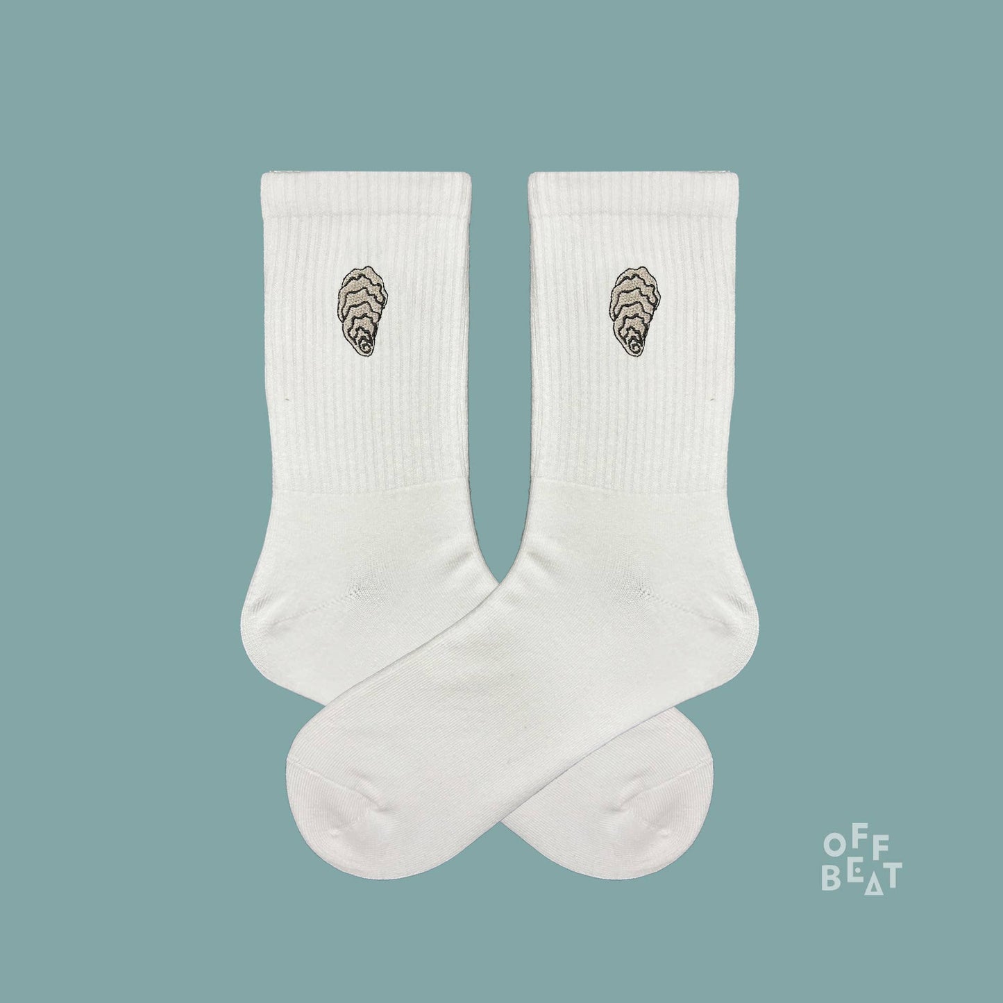 Oyster embroidered socks