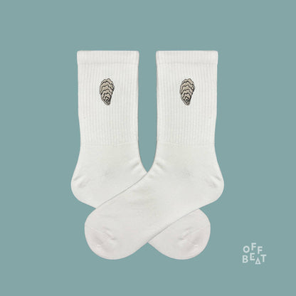 Oyster embroidered socks