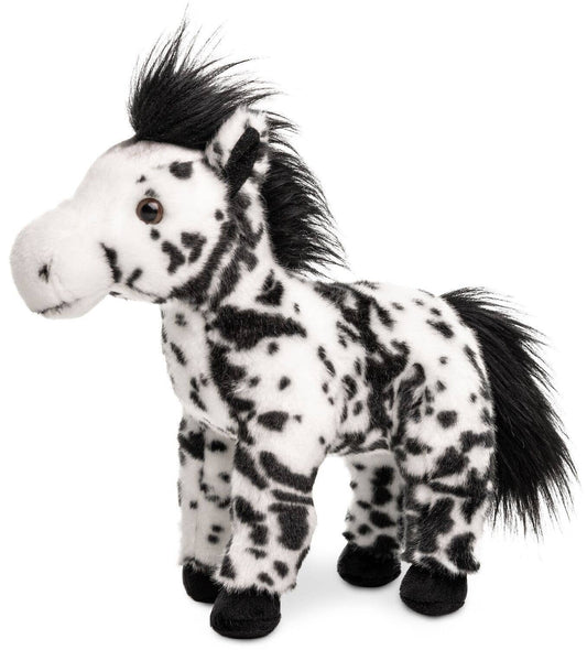 Caballo de peluche de lunares negros de pie