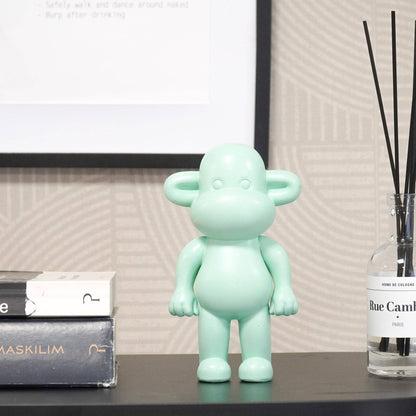 Ornament - Monkey Figurine 'The Legend' - Polyresin - Mint Green - 11x7x19cm