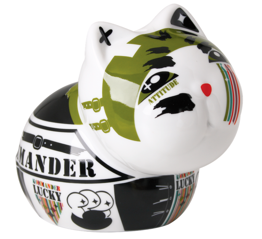 Tirelire Chat Comando en porcelaine