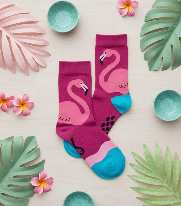 Chaussettes Enfant Antidérapantes Flamant Rose