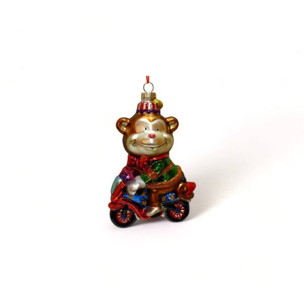 Boule de Noël Singe de Cirque sur Moto
