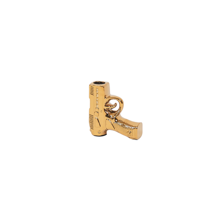 Jarrón de flores dorado con forma de pistola