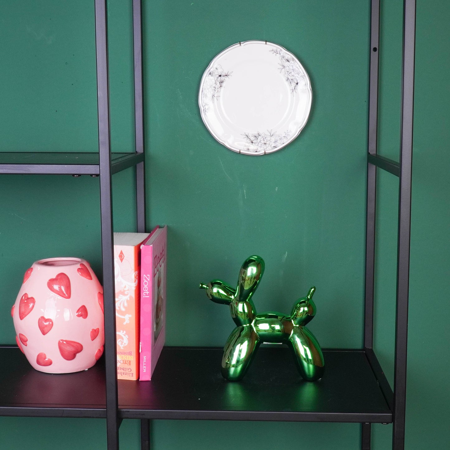 Ornement - Statue de chien ballon - Céramique - Vert métallique - 20x9x19 cm