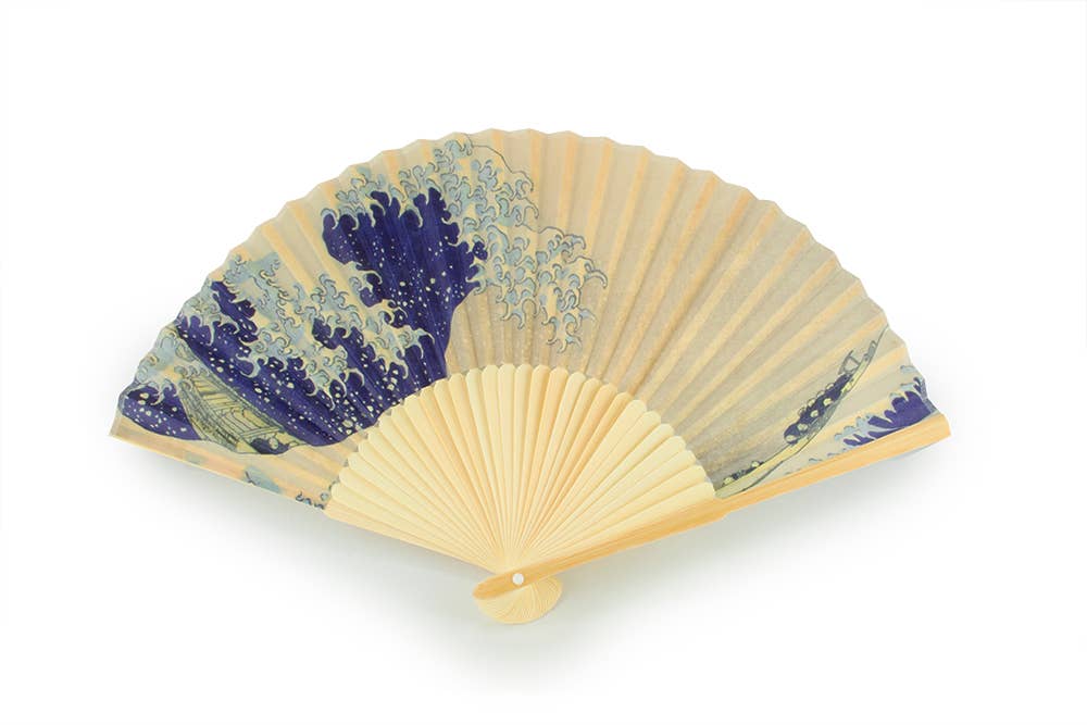 Éventail en bambou « La Grande Vague » de Hokusai