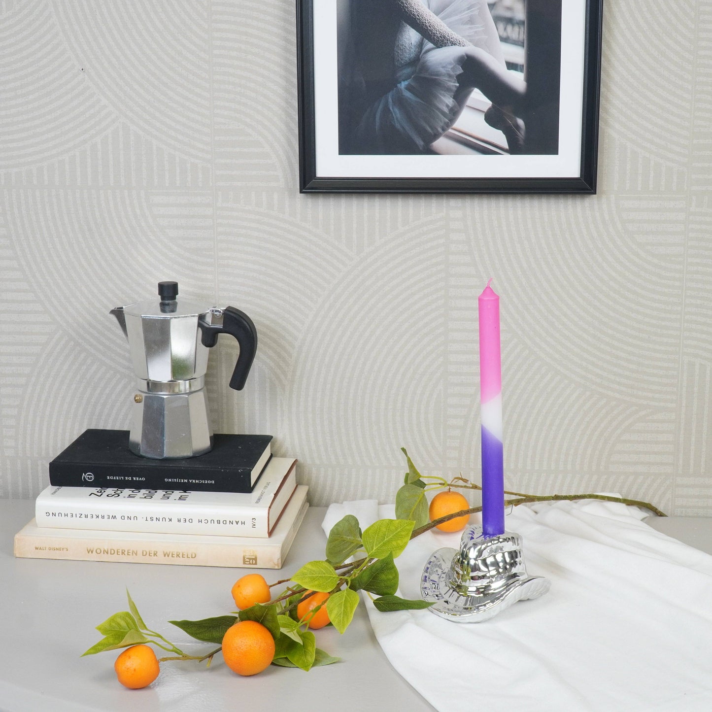 Candelabro - Sombrero de vaquero - Cerámica - Plata - 13,5 x 11 x 7 cm