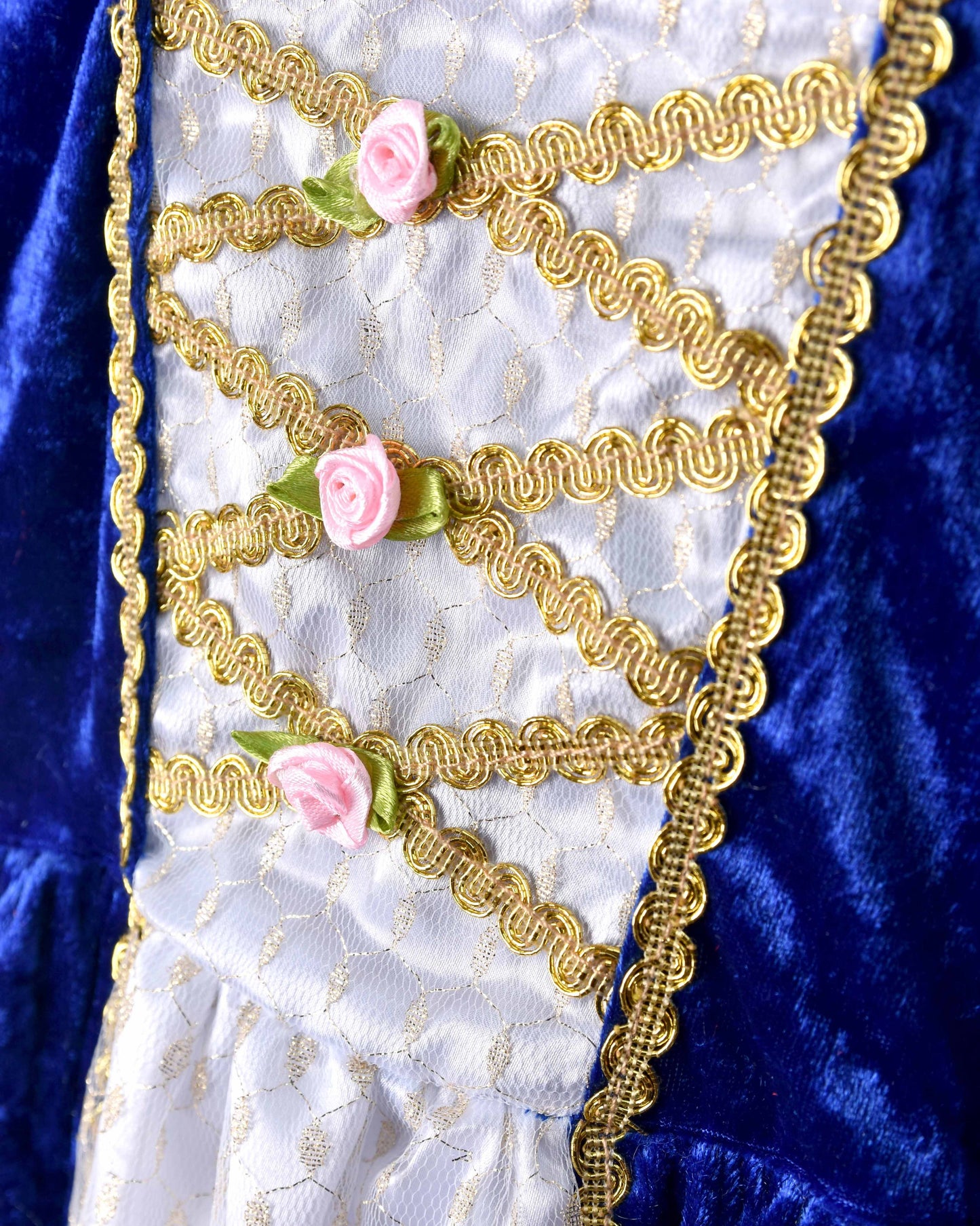 Robe de princesse en velours bleu taille 122-128 cm pour enfants de 6 à 8 ans