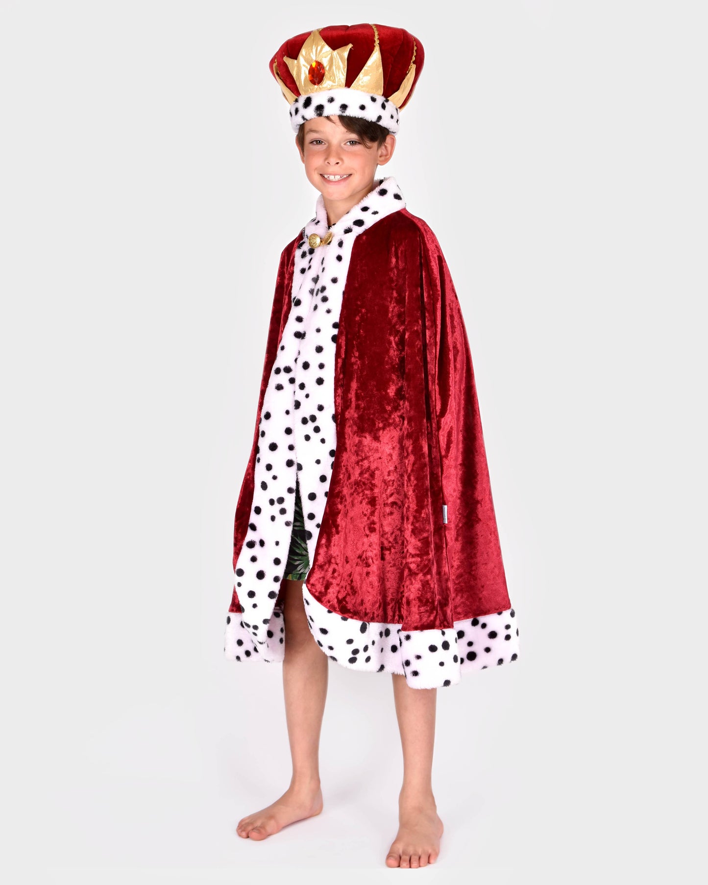 Cape de roi en velours rouge pour enfants 4-8 ans, tailles 98-128 cm