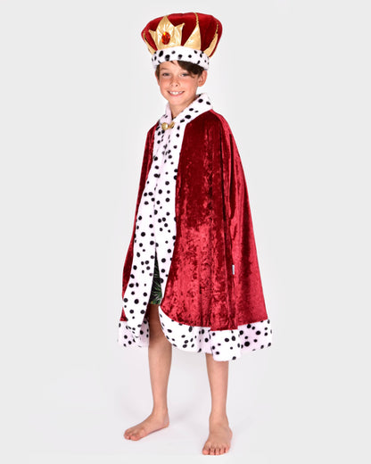 Cape de roi en velours rouge pour enfants 4-8 ans, tailles 98-128 cm