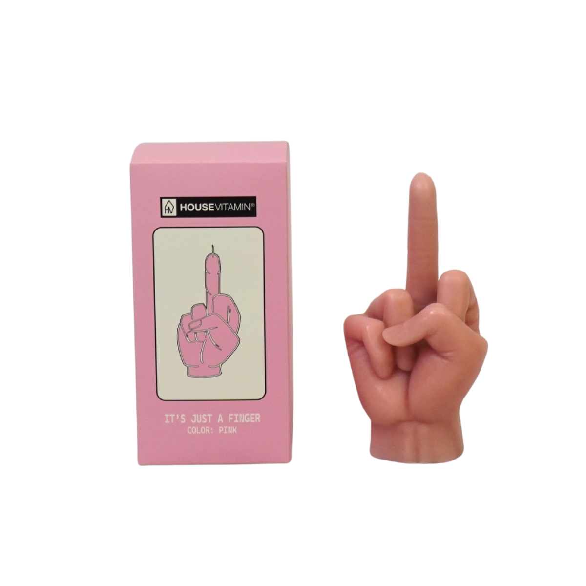 Bougie - Doigt d'Honneur - Cire - Rose - 310 grammes - 10x9x17cm