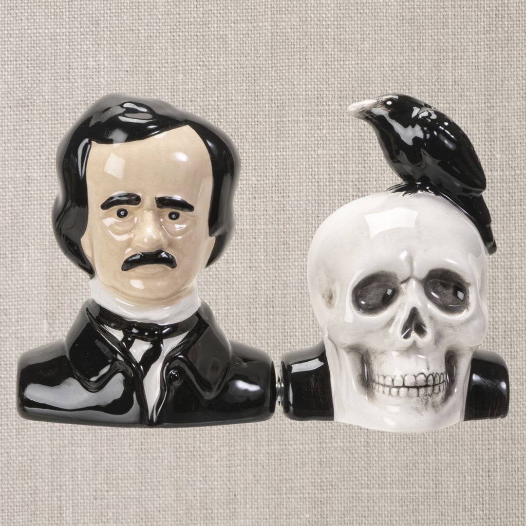 Edgar Allan Poe keramische zout- en peperstrooier set