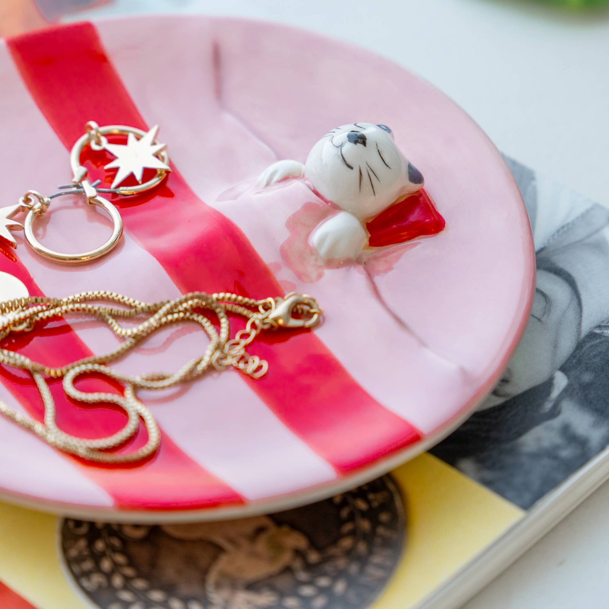 Plateau à Bijoux Rose Rêveur Chat Helio Ferretti Vue 1