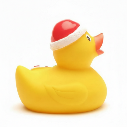 Patito de goma de Papá Noel con bastón de caramelo - pato de goma