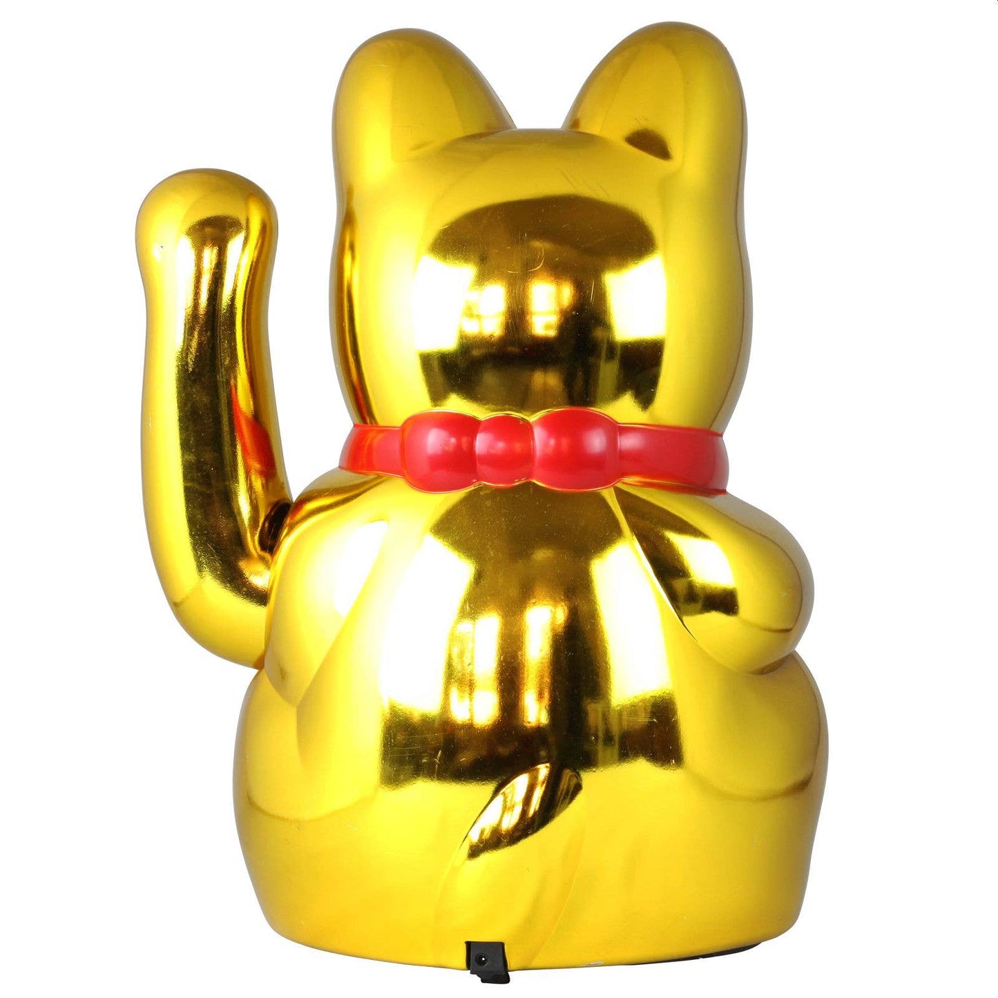 Grand Chat chanceux doré 40cm
