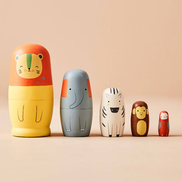 Poupées Russes Safari Animaux Poupées Russes en Bois Just Bee Kids