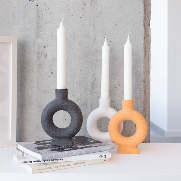 Porte Bougie en Céramique Ovale Orange Peint à la Main Helio Ferretti Vue 1