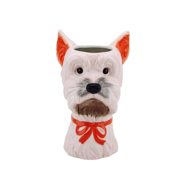 Vaso per fiori a forma di cane - Rosa/Arancione - 14,5x13x23,5cm
