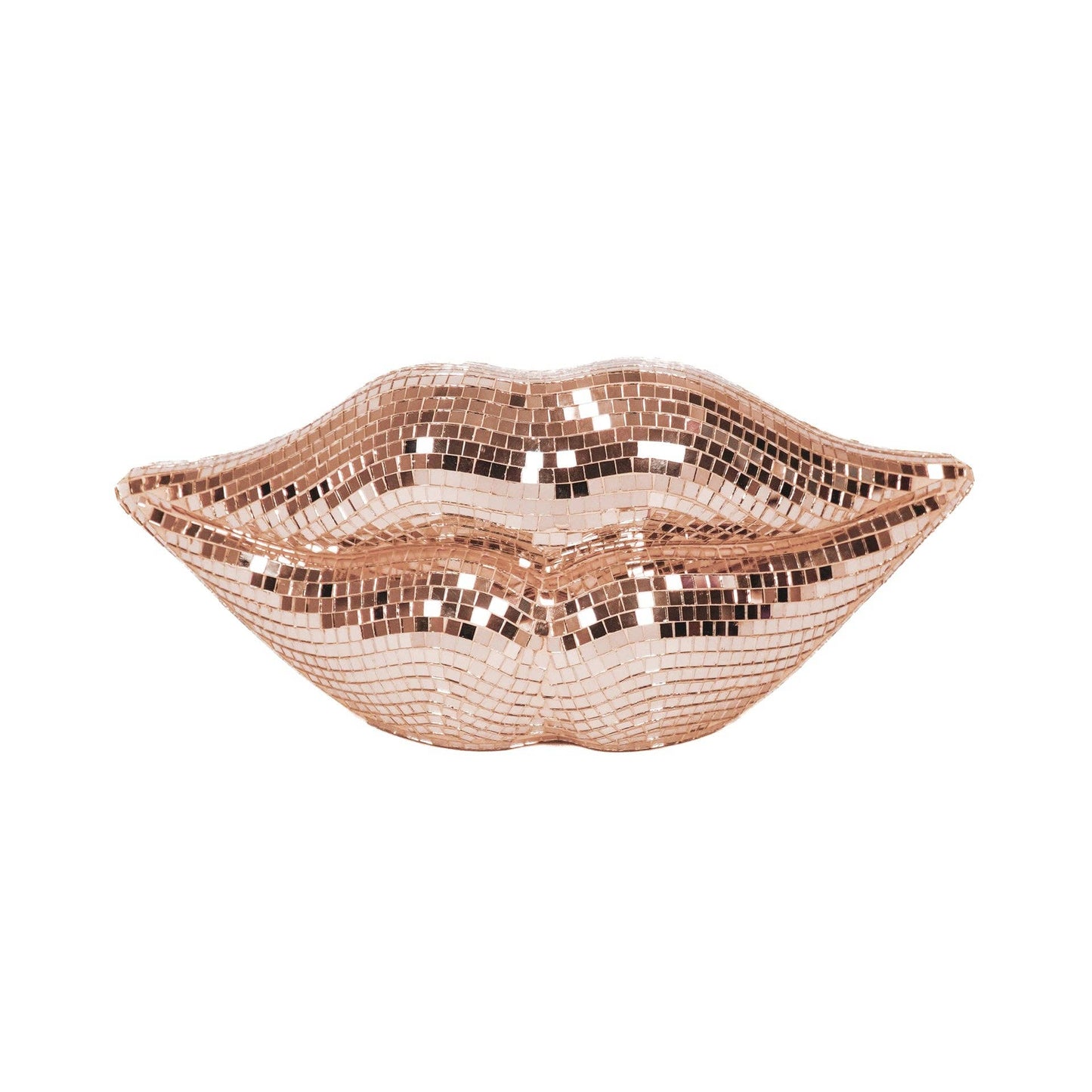 Ornamento - Lábio Disco - Vidro - Ouro Rosa - 29x10x13,5cm