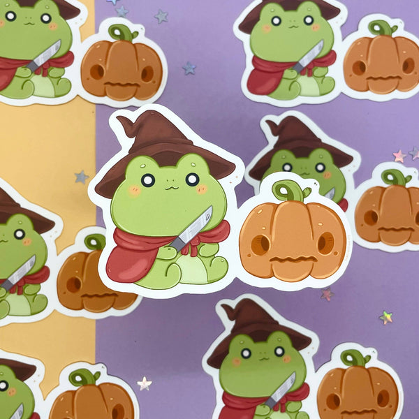 Autocollant Grenouille Citrouille