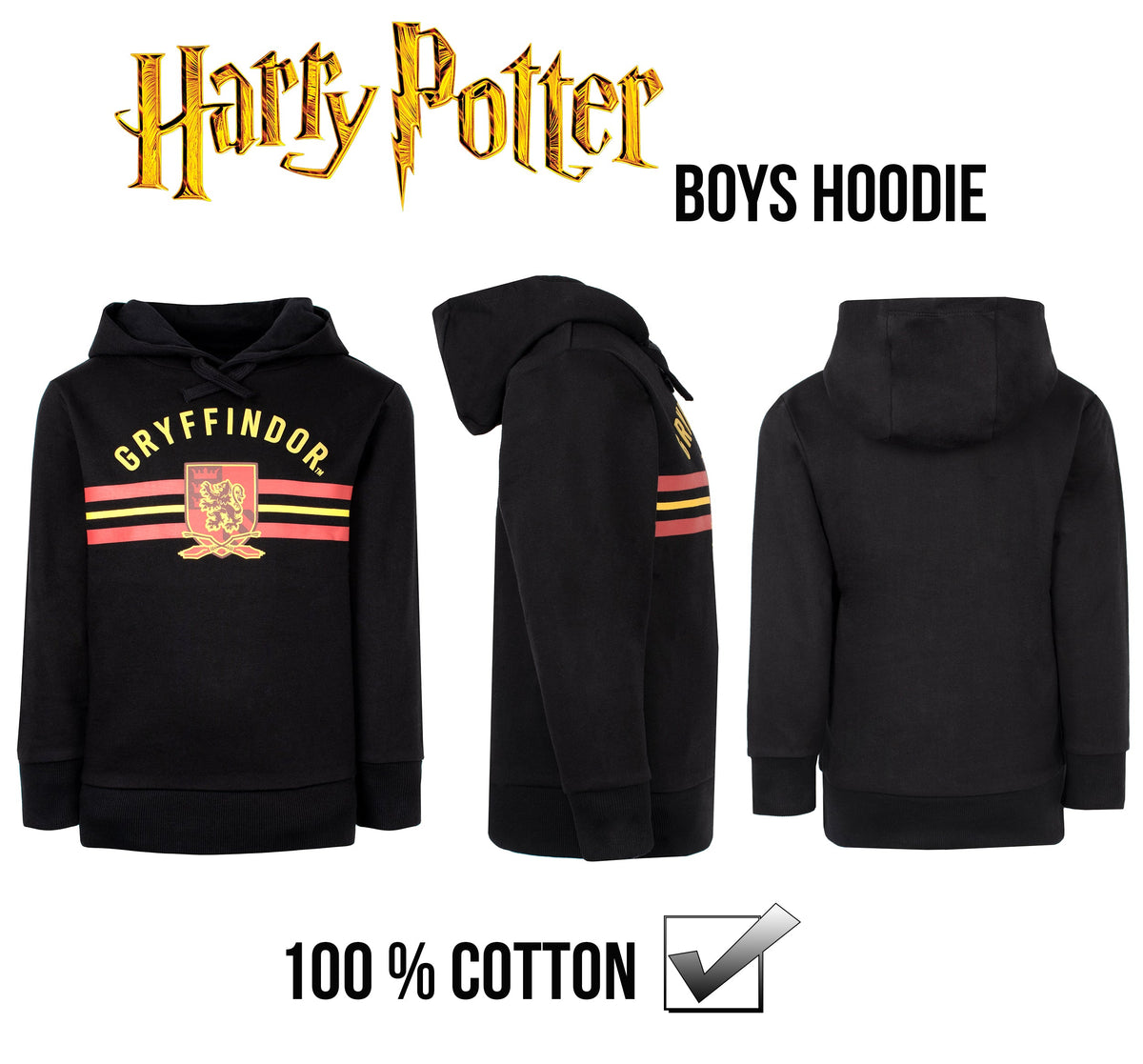 Sweat à capuche Harry Potter – noir et Yellow