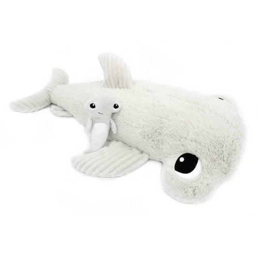 Peluche Ptipotos Maman et Bébé Requin Marteau - Gris Clair
