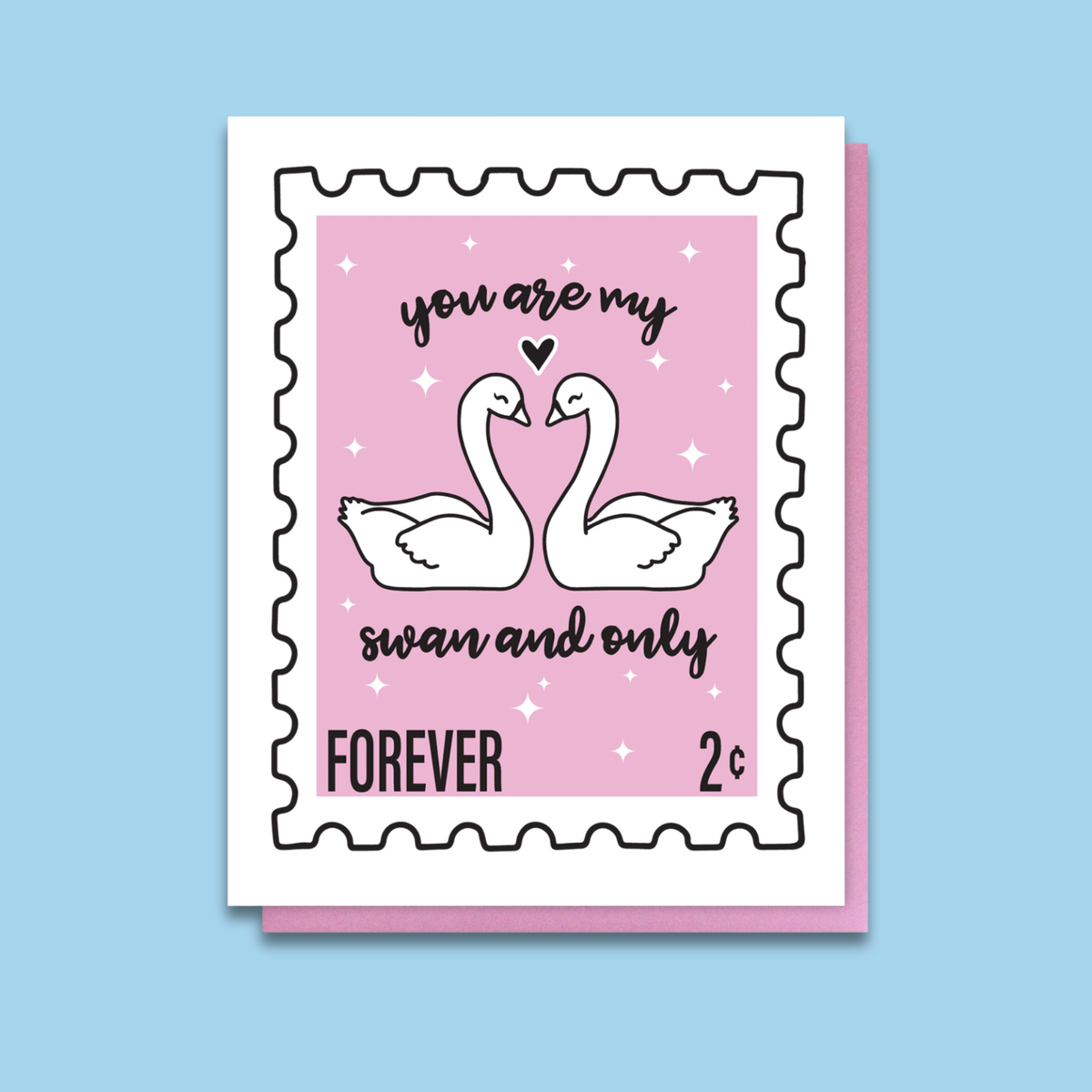 Tarjeta de cisnes enamorados