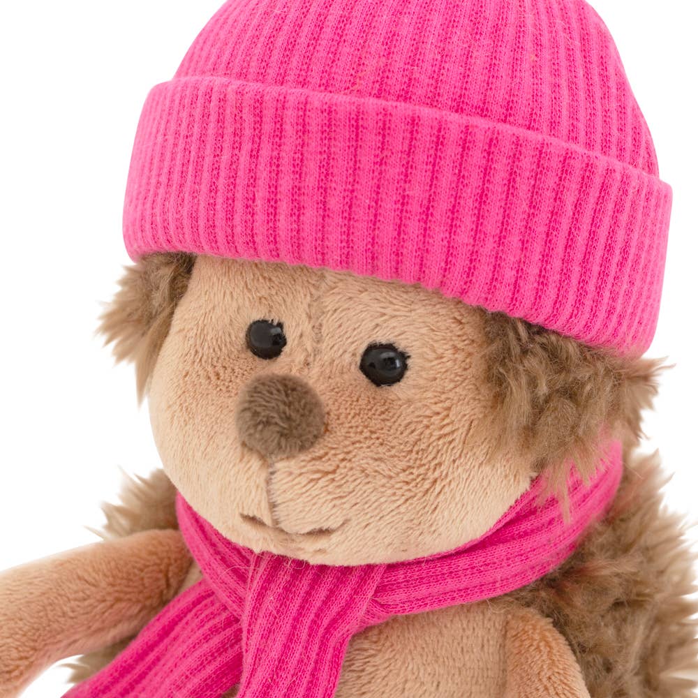 Peluche le hérisson Fluffy avec chapeau framboise 15cm