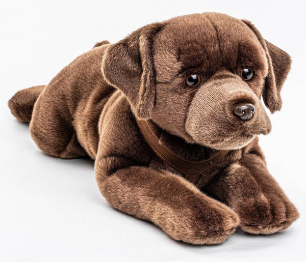 Labrador, couché, avec vaisselle (marron) - douillet ou en peluche Uni Toys