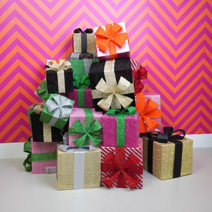 LED Christmas Gift - S3 - Polystyrene - Pink/Green - 15/20/25cm