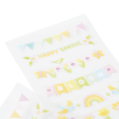 Autocollants transparents Stickiville Bannières de printemps – 2 planches – OOLY