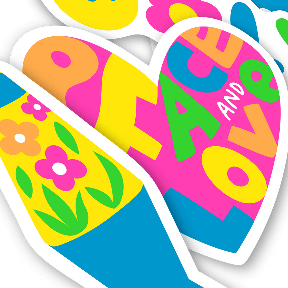 Autocollants vinyle Stickiville Peace & Love – Lot de 4 – OOLY