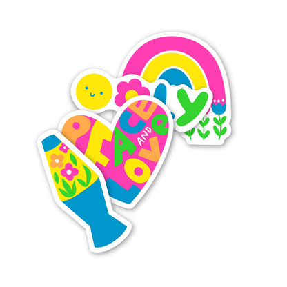 Autocollants vinyle Stickiville Peace & Love – Lot de 4 – OOLY