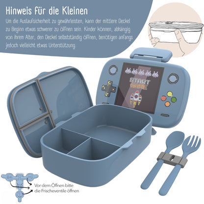 Kids lunch box with compartments, lightweight & leak-proof - Game